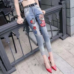 Beautiful denim trousers Unique design Fashionable trousers Lady&#39;s