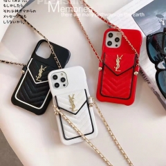 Eve Saint Laurent iphone13 / 13pro / 13pro max case with beautiful chain iphone12 / 12pro / 12pro max case female brand iphone11 / 11 pro / 11pro max case card holder YSL iphone x / xr / xs max cover delicate